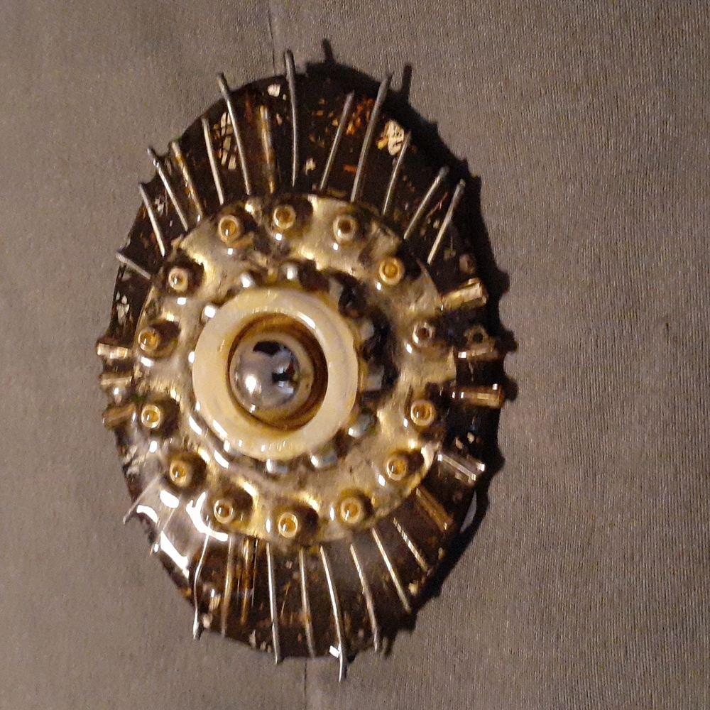 Black & Bronze Handmade Brooch with spiked edges. 3" X 2" (L5 186)